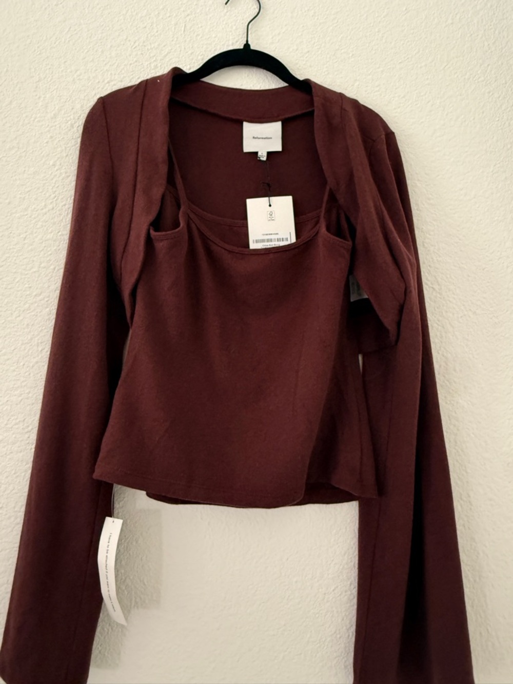 Reformation Chloe Knit Shrug Set - Burgundy - Picture 2 of 5